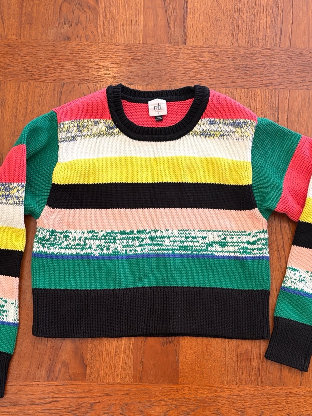 Cabi Carnival Pullover Sweater Women S Boxy MultiStripe Cropped Cotton-cozy fall
